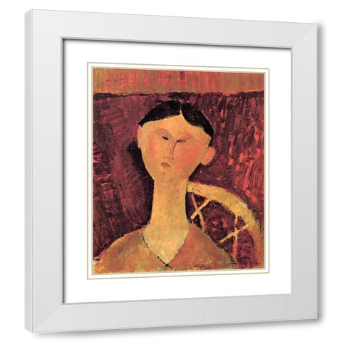 Beatrice Hastings X White Modern Wood Framed Art Print with Double Matting by Modigliani, Amedeo