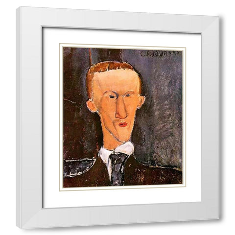 Blaise Cendrars White Modern Wood Framed Art Print with Double Matting by Modigliani, Amedeo