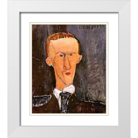 Blaise Cendrars White Modern Wood Framed Art Print with Double Matting by Modigliani, Amedeo