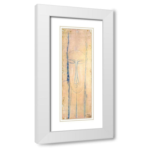 Caryatid White Modern Wood Framed Art Print with Double Matting by Modigliani, Amedeo
