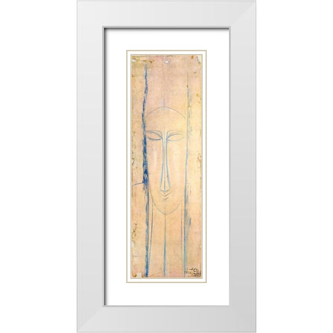 Caryatid White Modern Wood Framed Art Print with Double Matting by Modigliani, Amedeo