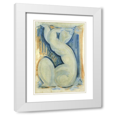 Caryatid 1 White Modern Wood Framed Art Print with Double Matting by Modigliani, Amedeo
