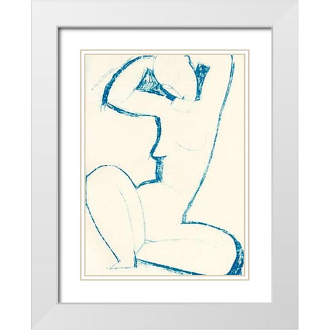 Caryatid 5 White Modern Wood Framed Art Print with Double Matting by Modigliani, Amedeo