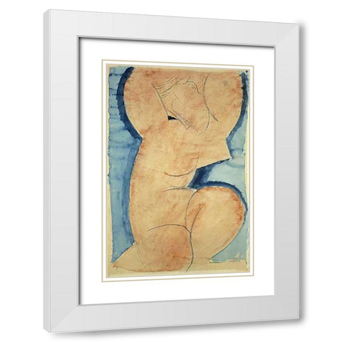 Caryatid 6 1 White Modern Wood Framed Art Print with Double Matting by Modigliani, Amedeo