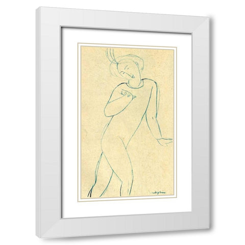 Dancer Nijinsky White Modern Wood Framed Art Print with Double Matting by Modigliani, Amedeo