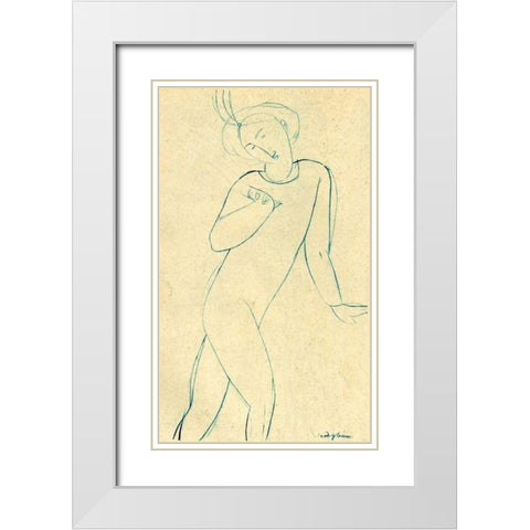 Dancer Nijinsky White Modern Wood Framed Art Print with Double Matting by Modigliani, Amedeo
