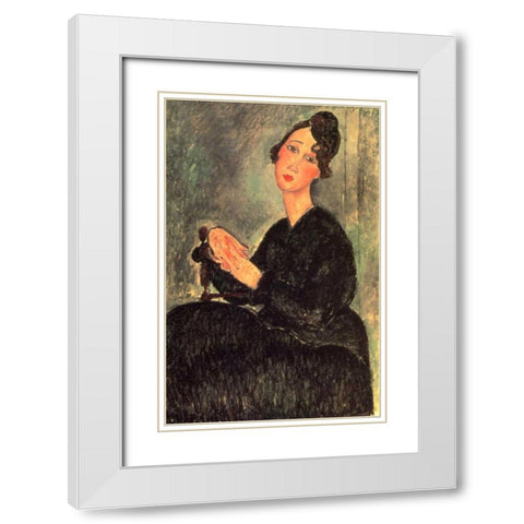 Dedie White Modern Wood Framed Art Print with Double Matting by Modigliani, Amedeo
