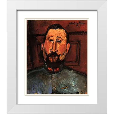 Doctor Devaraigne White Modern Wood Framed Art Print with Double Matting by Modigliani, Amedeo