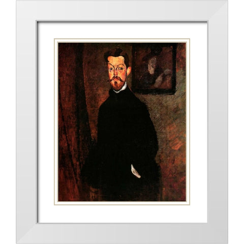 Dr Paul Alexandre White Modern Wood Framed Art Print with Double Matting by Modigliani, Amedeo