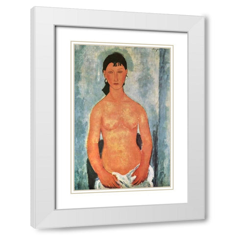 Elvire White Modern Wood Framed Art Print with Double Matting by Modigliani, Amedeo
