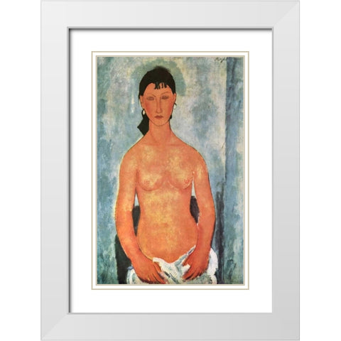 Elvire White Modern Wood Framed Art Print with Double Matting by Modigliani, Amedeo