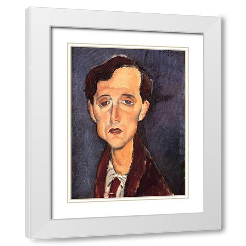 Franz Hellens White Modern Wood Framed Art Print with Double Matting by Modigliani, Amedeo