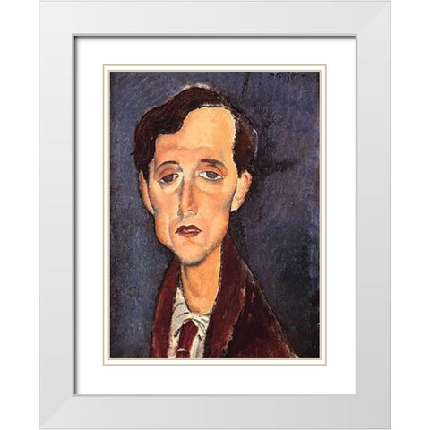 Franz Hellens White Modern Wood Framed Art Print with Double Matting by Modigliani, Amedeo