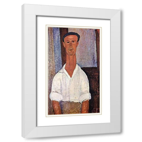 Gaston Modot White Modern Wood Framed Art Print with Double Matting by Modigliani, Amedeo