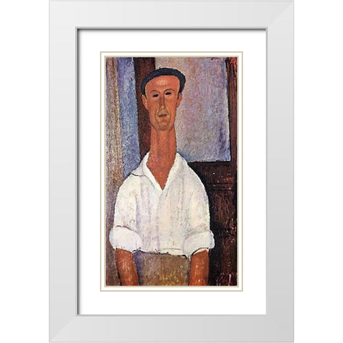 Gaston Modot White Modern Wood Framed Art Print with Double Matting by Modigliani, Amedeo