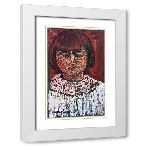 Georges White Modern Wood Framed Art Print with Double Matting by Modigliani, Amedeo