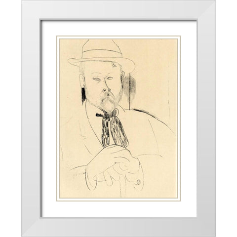 Gillet White Modern Wood Framed Art Print with Double Matting by Modigliani, Amedeo