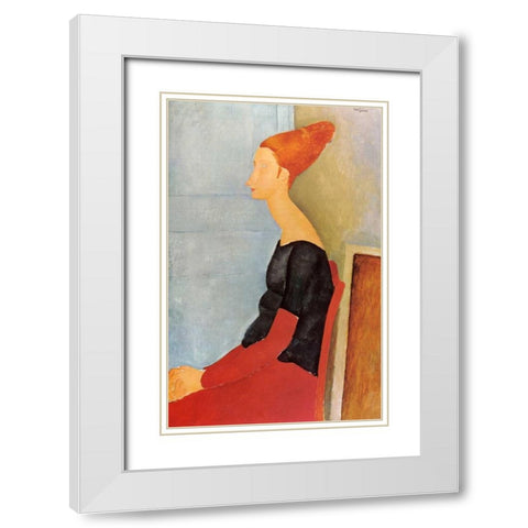 Hebuterne X White Modern Wood Framed Art Print with Double Matting by Modigliani, Amedeo