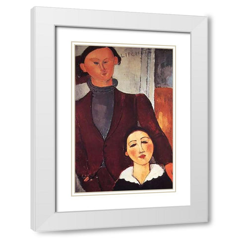 Jacues Lipchitz Andwife White Modern Wood Framed Art Print with Double Matting by Modigliani, Amedeo