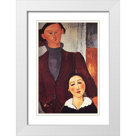 Jacues Lipchitz Andwife White Modern Wood Framed Art Print with Double Matting by Modigliani, Amedeo