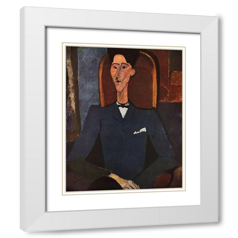 Jean Cocteau White Modern Wood Framed Art Print with Double Matting by Modigliani, Amedeo