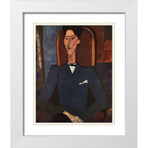 Jean Cocteau White Modern Wood Framed Art Print with Double Matting by Modigliani, Amedeo