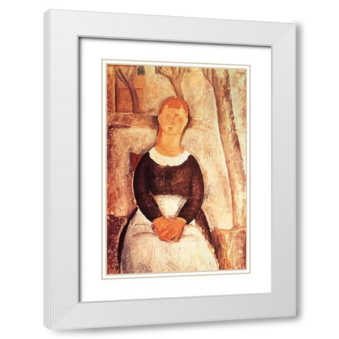 La Belle Epiciere White Modern Wood Framed Art Print with Double Matting by Modigliani, Amedeo