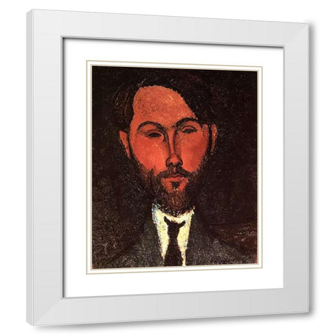 Leopold Zborowski White Modern Wood Framed Art Print with Double Matting by Modigliani, Amedeo