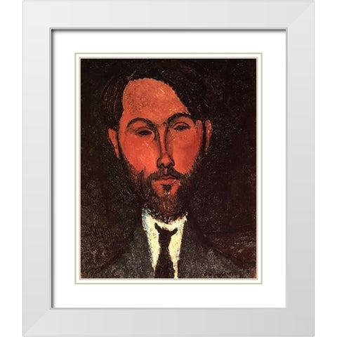 Leopold Zborowski White Modern Wood Framed Art Print with Double Matting by Modigliani, Amedeo