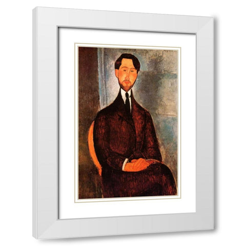 Leopold Zborowski White Modern Wood Framed Art Print with Double Matting by Modigliani, Amedeo