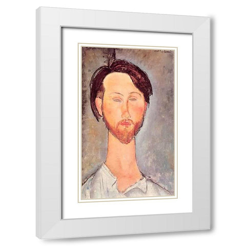 Leopold Zborowski X White Modern Wood Framed Art Print with Double Matting by Modigliani, Amedeo
