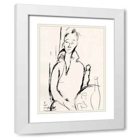 Lunia Czechowska White Modern Wood Framed Art Print with Double Matting by Modigliani, Amedeo