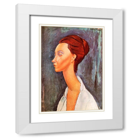 Lunia Czechowska 0 White Modern Wood Framed Art Print with Double Matting by Modigliani, Amedeo