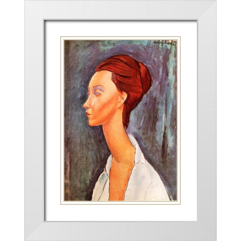 Lunia Czechowska 0 White Modern Wood Framed Art Print with Double Matting by Modigliani, Amedeo