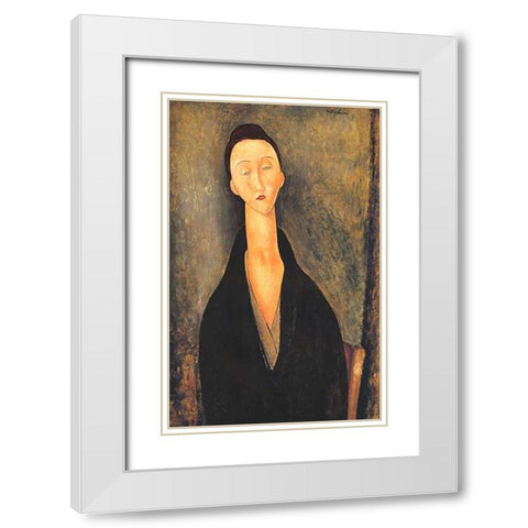 Lunia Czechowska 1 White Modern Wood Framed Art Print with Double Matting by Modigliani, Amedeo