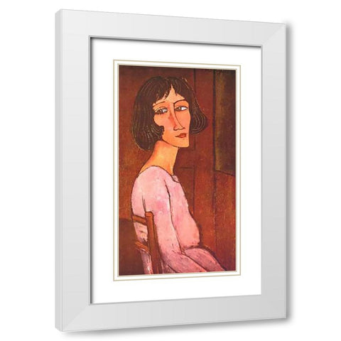 Marguerite White Modern Wood Framed Art Print with Double Matting by Modigliani, Amedeo