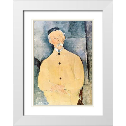 Monsieur Lepoutre White Modern Wood Framed Art Print with Double Matting by Modigliani, Amedeo