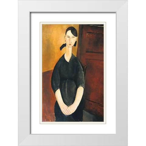 Paulette Jourdain White Modern Wood Framed Art Print with Double Matting by Modigliani, Amedeo
