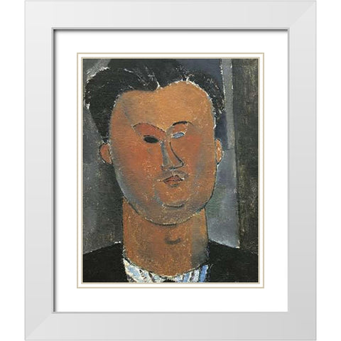Pierre Reverdy White Modern Wood Framed Art Print with Double Matting by Modigliani, Amedeo