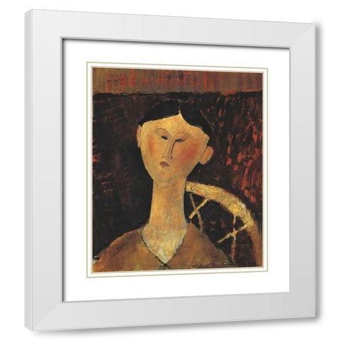Portrait Of Mrs Hastings White Modern Wood Framed Art Print with Double Matting by Modigliani, Amedeo