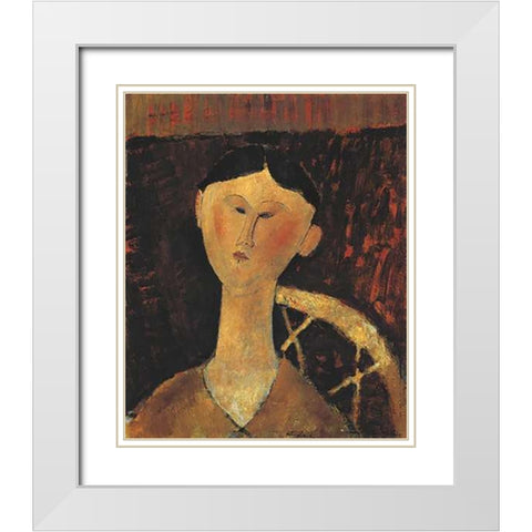 Portrait Of Mrs Hastings White Modern Wood Framed Art Print with Double Matting by Modigliani, Amedeo
