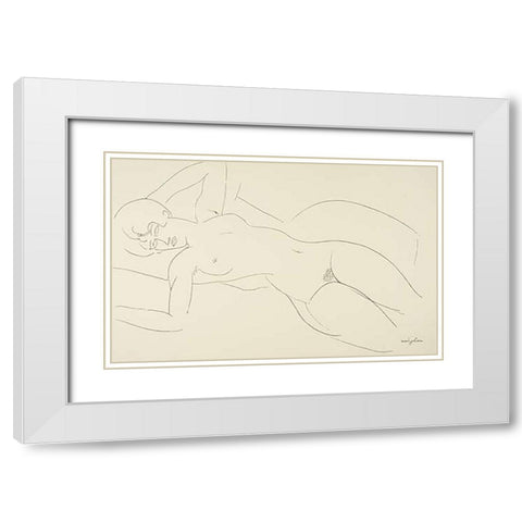 Reclining Nude 3 White Modern Wood Framed Art Print with Double Matting by Modigliani, Amedeo