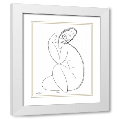 Studio Nude - 2 White Modern Wood Framed Art Print with Double Matting by Modigliani, Amedeo