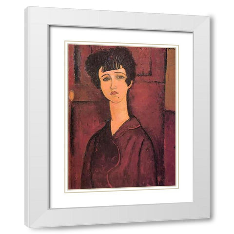 Vistoria White Modern Wood Framed Art Print with Double Matting by Modigliani, Amedeo