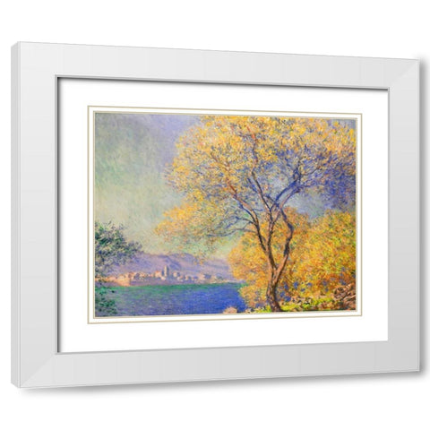 Antibes 1888 White Modern Wood Framed Art Print with Double Matting by Monet, Claude