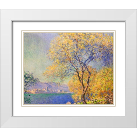 Antibes 1888 White Modern Wood Framed Art Print with Double Matting by Monet, Claude