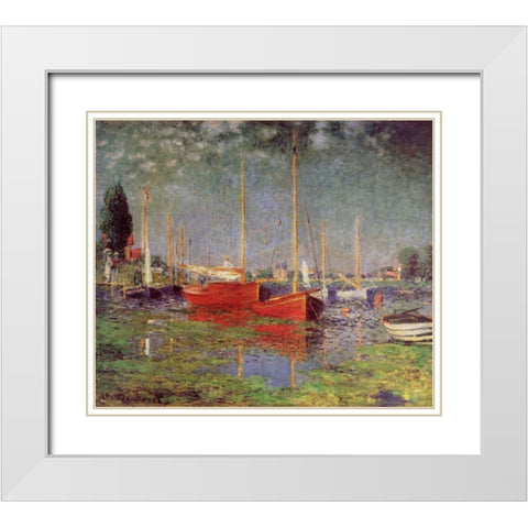 Argenteuil, 1875 White Modern Wood Framed Art Print with Double Matting by Monet, Claude