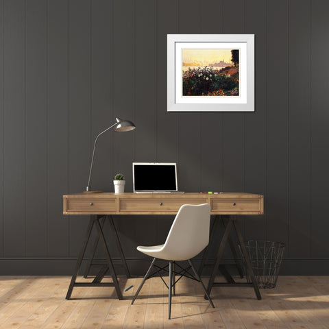 Argenteuil The Bank In Flower White Modern Wood Framed Art Print with Double Matting by Monet, Claude