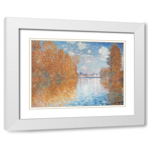 Autumn Effect at Argenteuil, 1873 White Modern Wood Framed Art Print with Double Matting by Monet, Claude