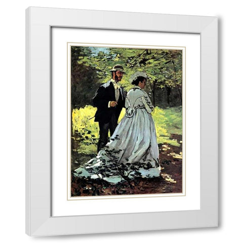 Bazille And Camille 1865 White Modern Wood Framed Art Print with Double Matting by Monet, Claude